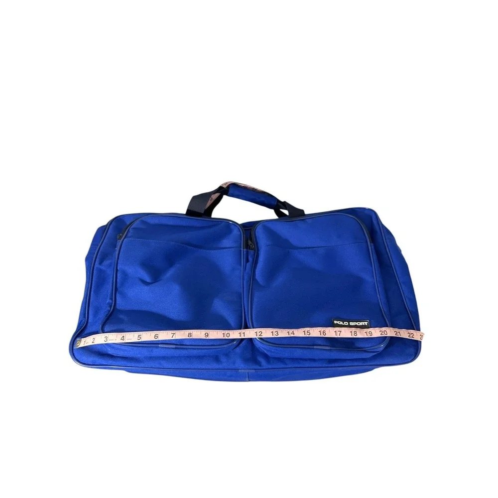 Polo Sport Ralph Lauren Duffle Blue Carry On Weekend Gym Bag  Blue Black XL Vtg